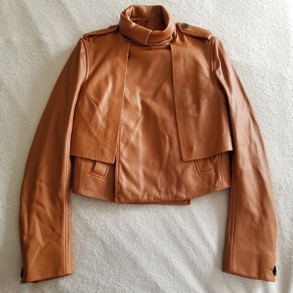 SOLD ⭐2XHOST PICK⭐ RICK OWENS Rust Cropped Lambskin Leather Jacket - Picture 6 of 16